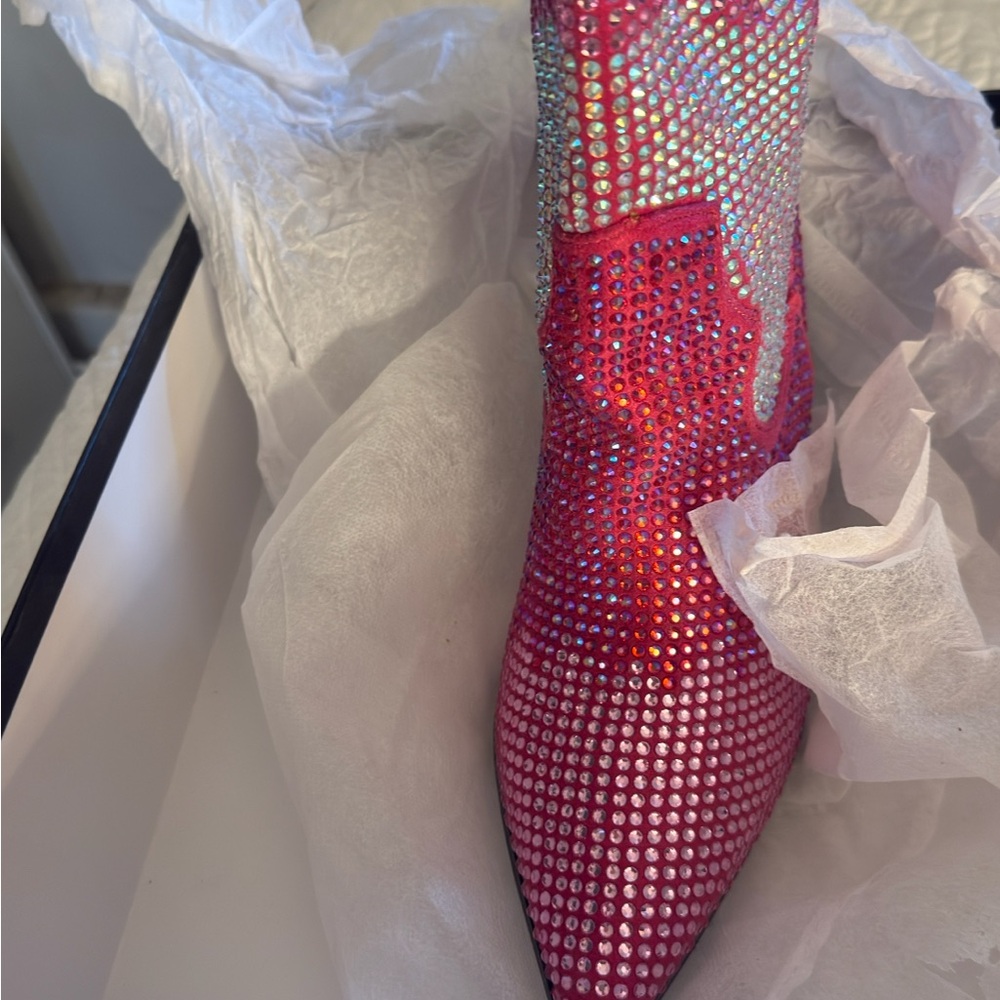 Pink Rhinestone Knee-High Boots - Picture 4 of 7
